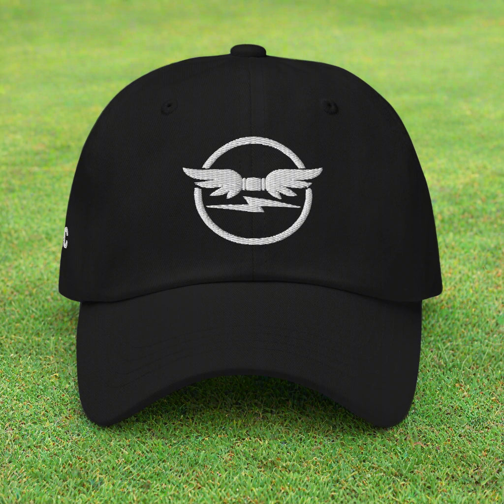 Black cap with a white Pyrrhic Performance Wear logo on a light grey background.